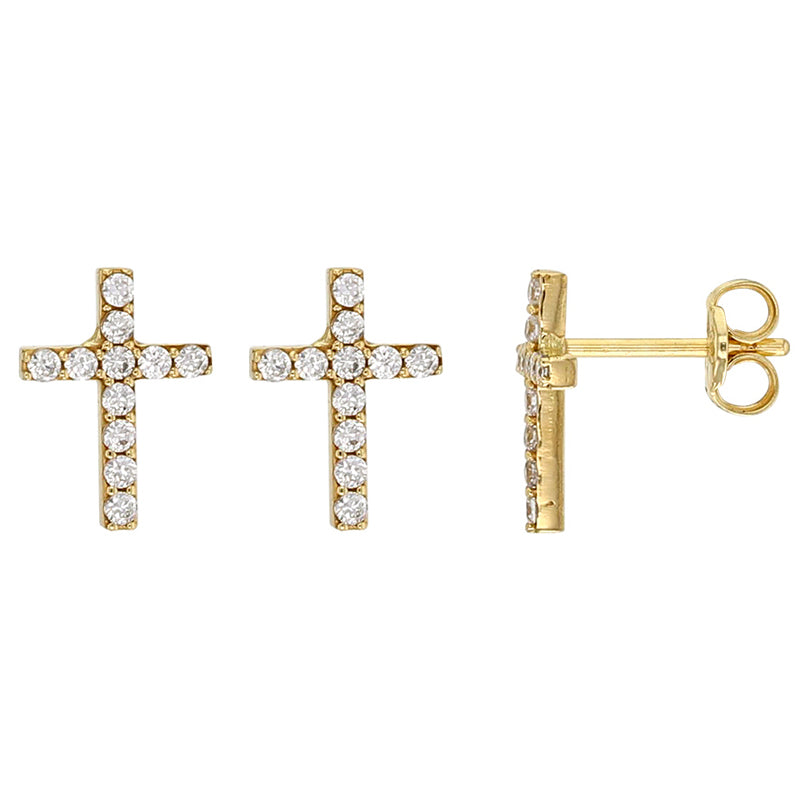 Cross CZ 18kt Gold Earring