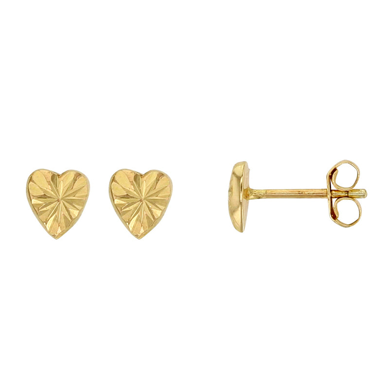 Diamond Cut Heart 18kt Gold Earring