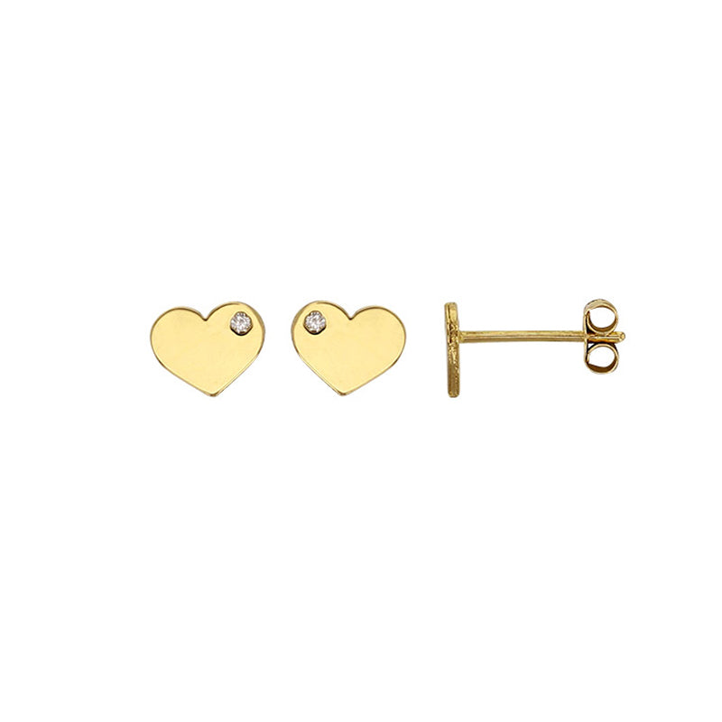 Heart CZ 18kt Gold Earring