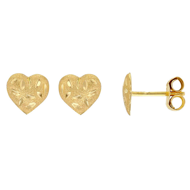 Matte Cut Heart 18kt Gold Earring