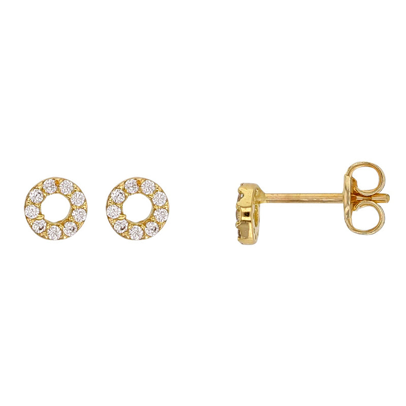 Round CZ 18kt Gold Earring